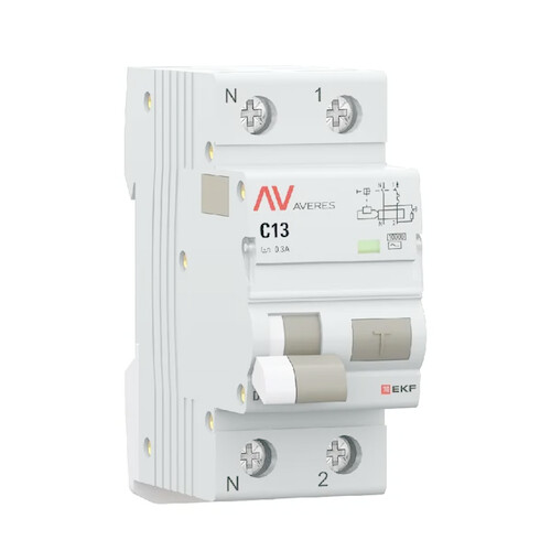 Дифференциальный автомат DVA-10 1P+N 13А (C) 100мА (AC) 10кА EKF AVERES